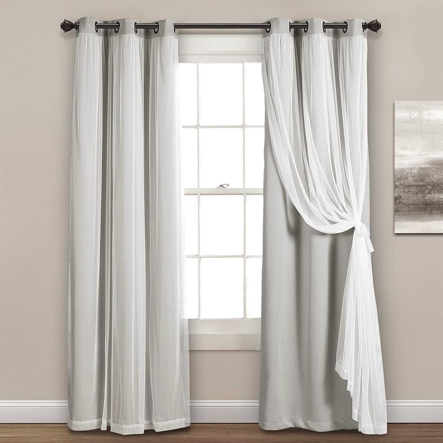 INtex CURTAINS HOUSE Voile Sheer Panel Pair with Insulated Blackout Room Dark,Rich steel Grommet, Set of 1 Panel