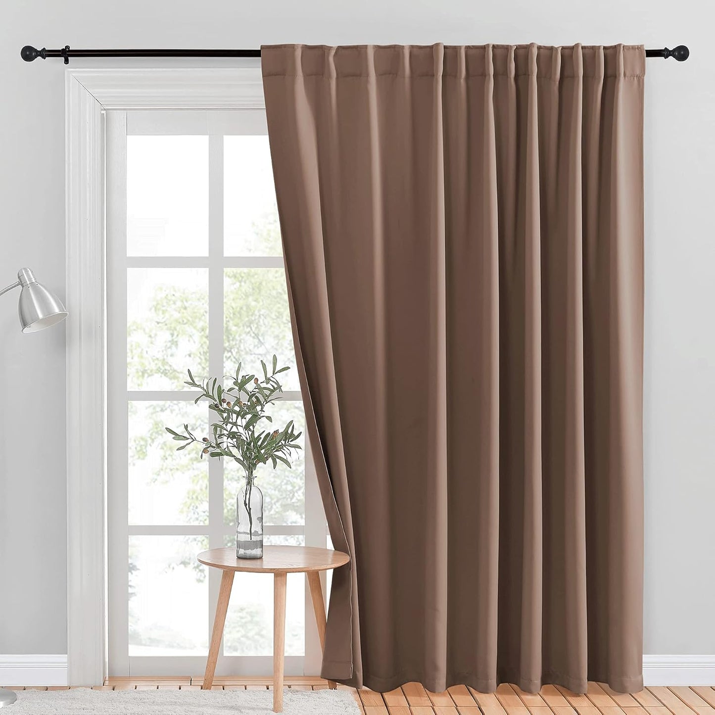 INtex CURTAINS HOUSE Blackout Blinds for Sliding Doors – Thermal Insulated Wide Curtains, Room Darkening, Blind Glass Doors, Two Hanging Options, Modern Design -Black