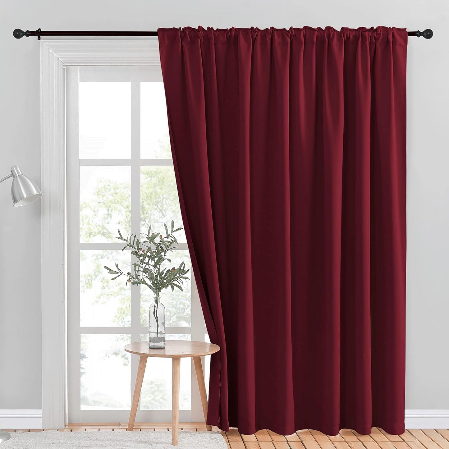 INtex CURTAINS HOUSE Blackout Blinds for Sliding Doors – Thermal Insulated Wide Curtains, Room Darkening, Blind Glass Doors, Two Hanging Options, Modern Design -Black