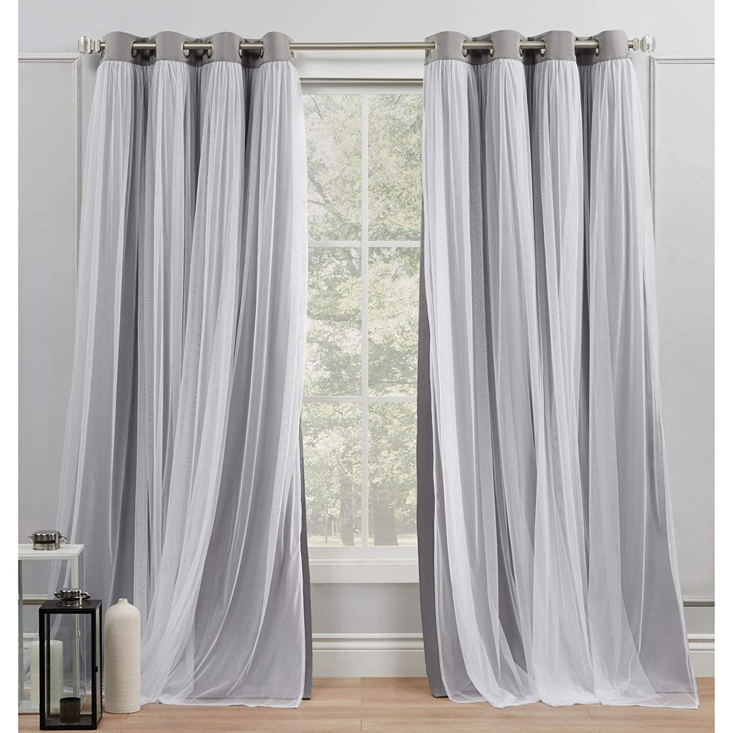 INtex CURTAINS HOUSE Voile Sheer Panel Pair with Insulated Blackout Room Dark,Rich steel Grommet, Set of 1 Panel