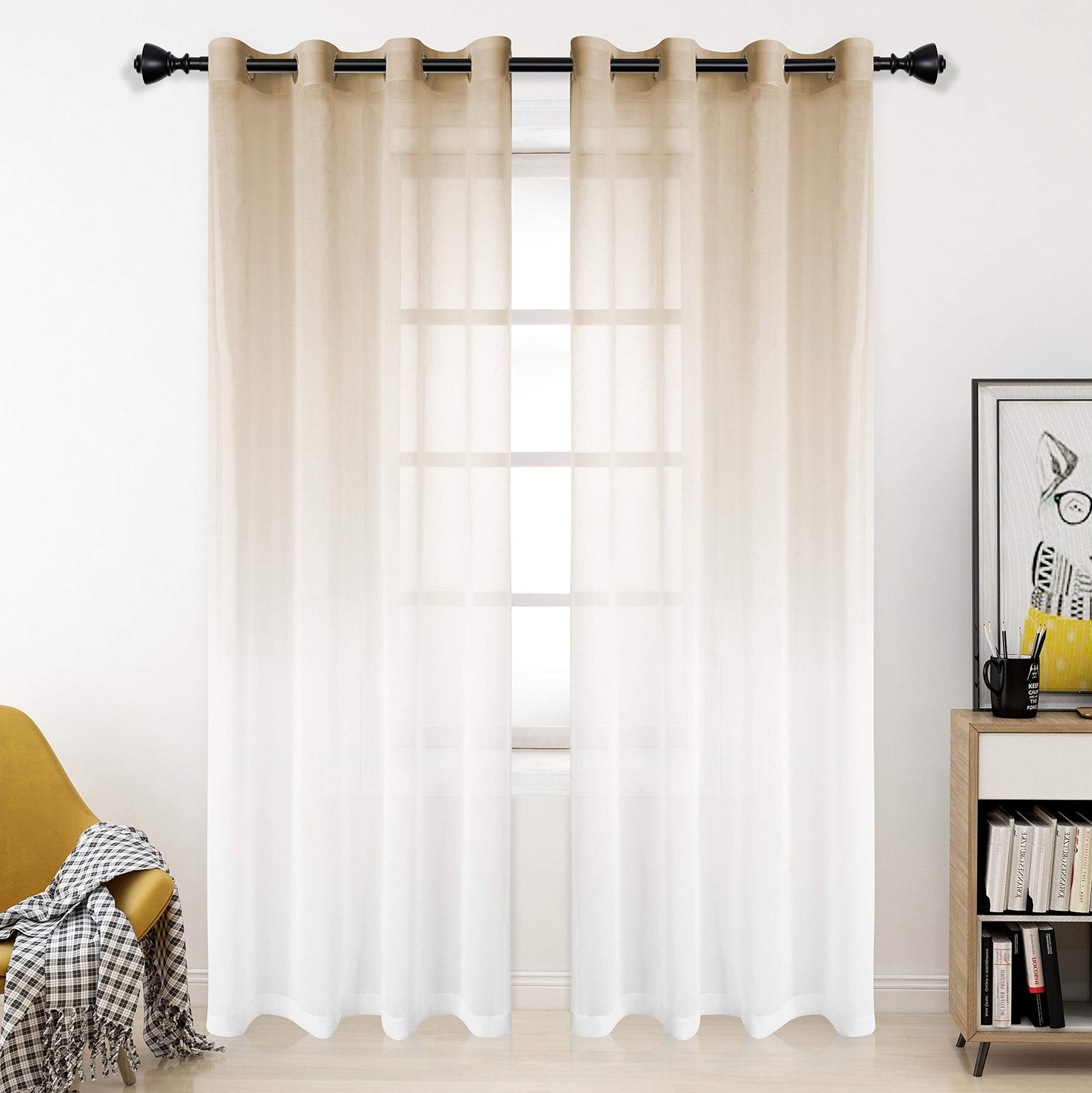 ‎INtex CURTAINS HOUSE Luxury Voile Curtains - Gradient colours - Steel Grommets - 1 Piece