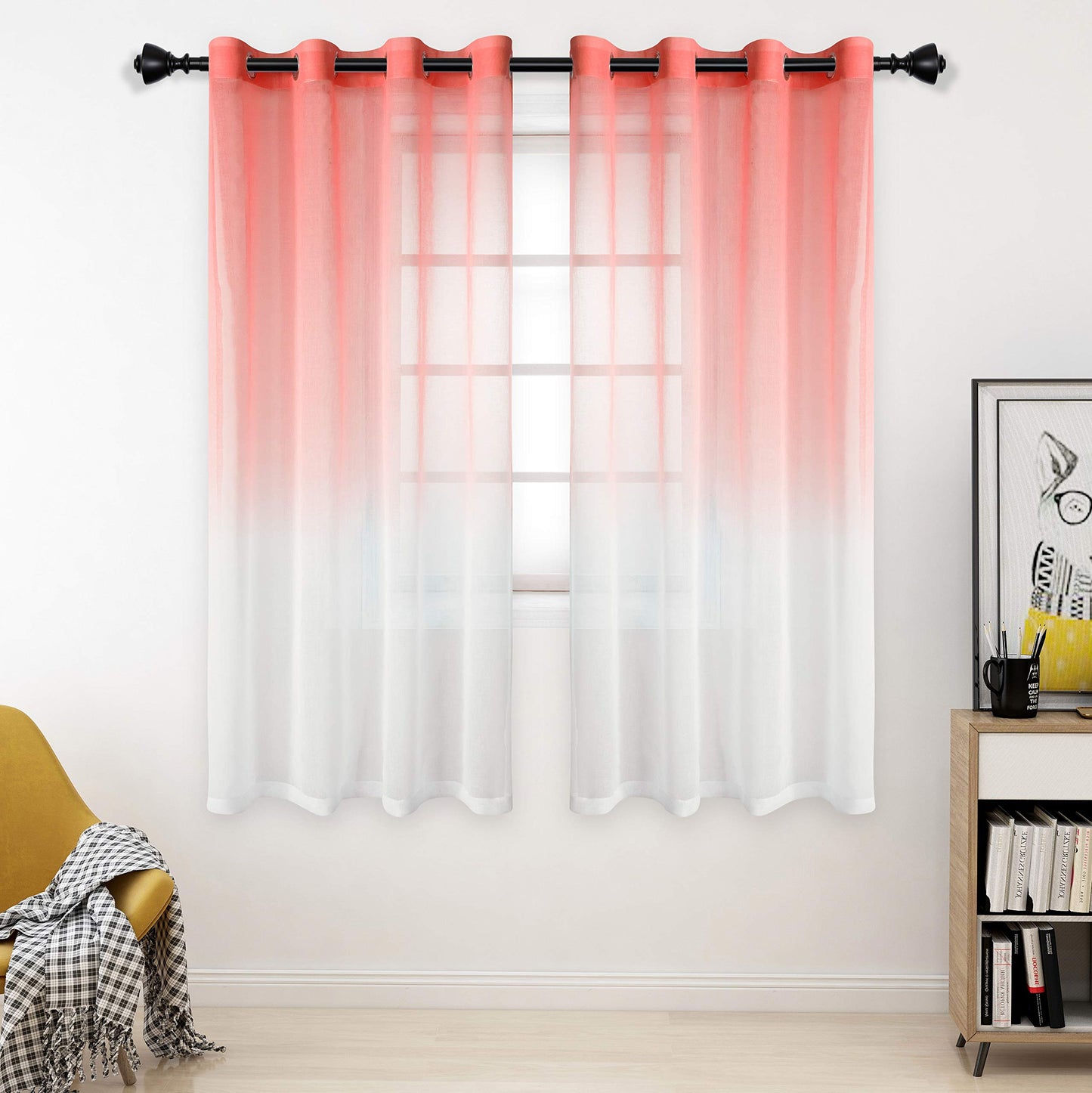 ‎INtex CURTAINS HOUSE Luxury Voile Curtains - Gradient colours - Steel Grommets - 1 Piece