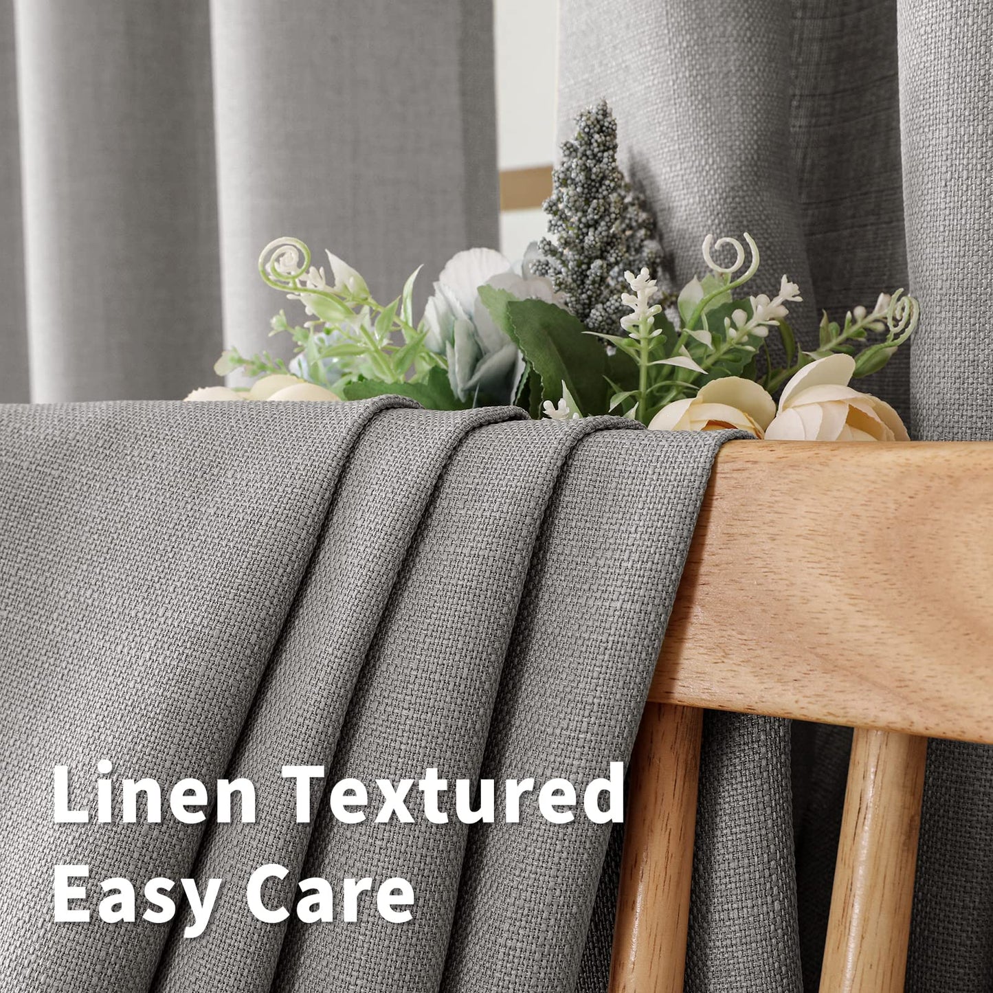 INtex CURTAINS Natural Linen Curtains -Semi Transparent Sheer -Soft And Durable Fabric -For Living Rooms And Bedroom Steel Grommets -Two Pieces