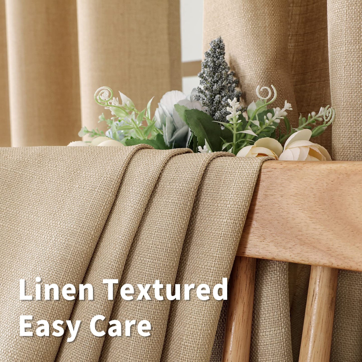 INtex CURTAINS Natural Linen Curtains -Semi Transparent Sheer -Soft And Durable Fabric -For Living Rooms And Bedroom Steel Grommets -Two Pieces