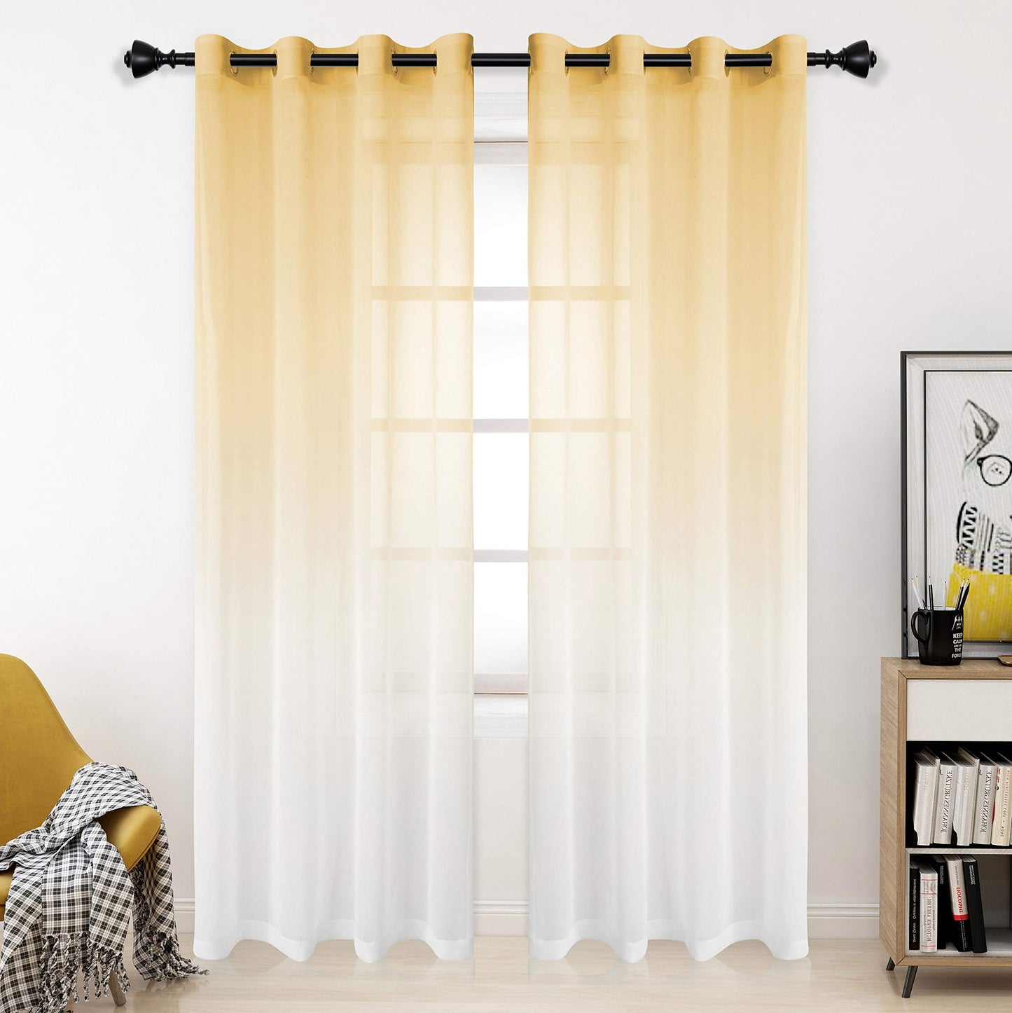 ‎INtex CURTAINS HOUSE Luxury Voile Curtains - Gradient colours - Steel Grommets - 1 Piece