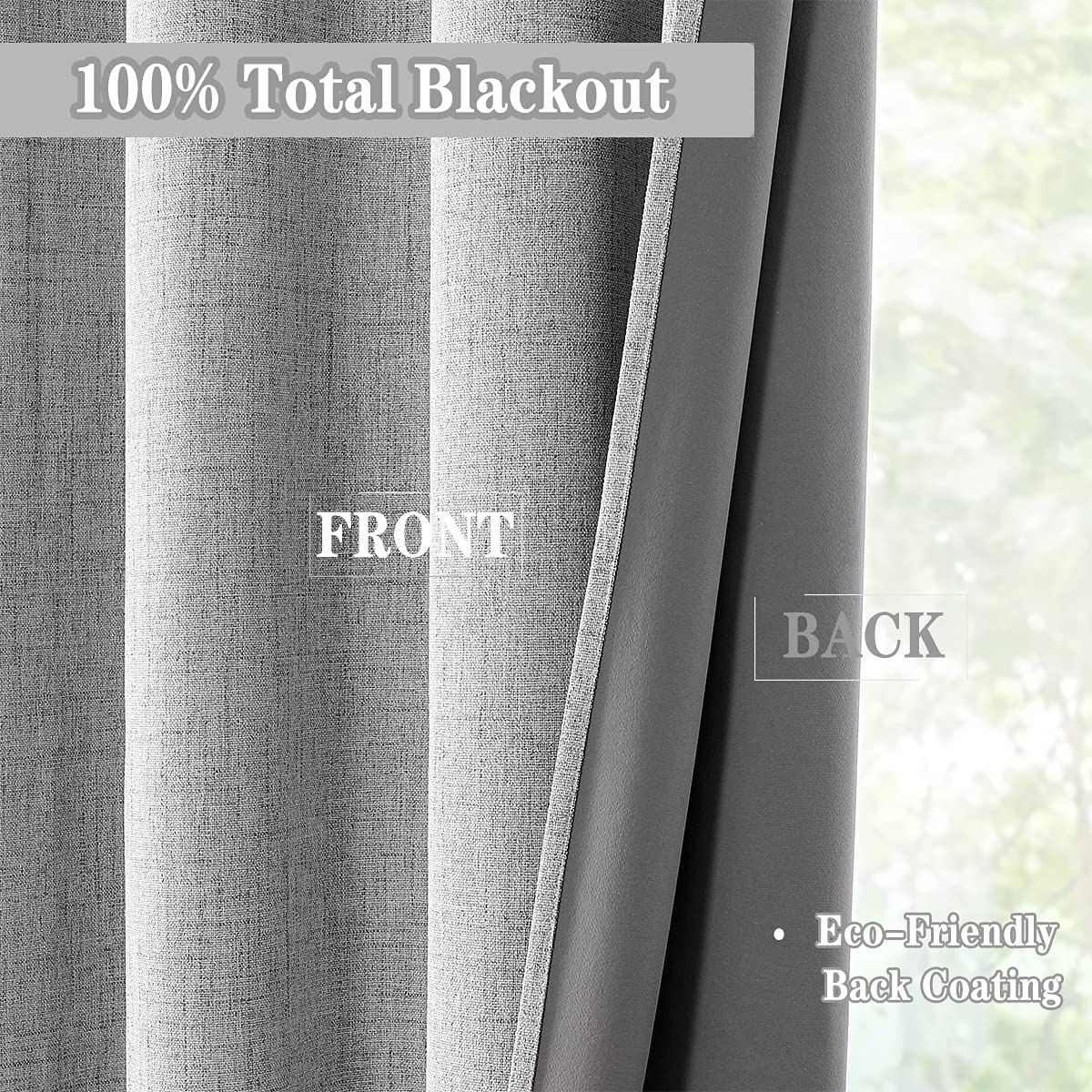 INtex CURTAINS HOUSE Linen Blackout curtains - 100% Blackout - sun zero - Fully Darkness for Room - thermal insulated fabric - silver steel Grommets - 1 Piece