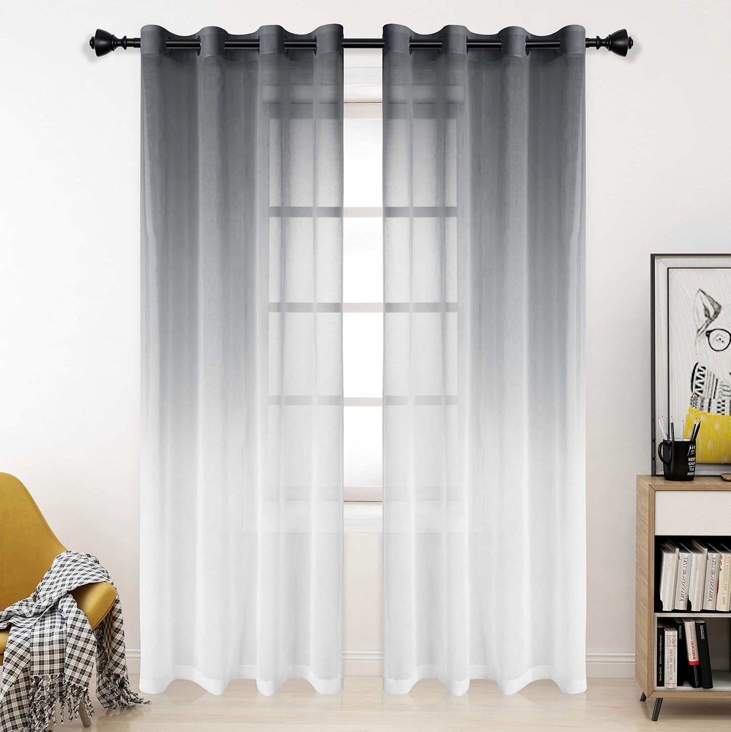 ‎INtex CURTAINS HOUSE Luxury Voile Curtains - Gradient colours - Steel Grommets - 1 Piece