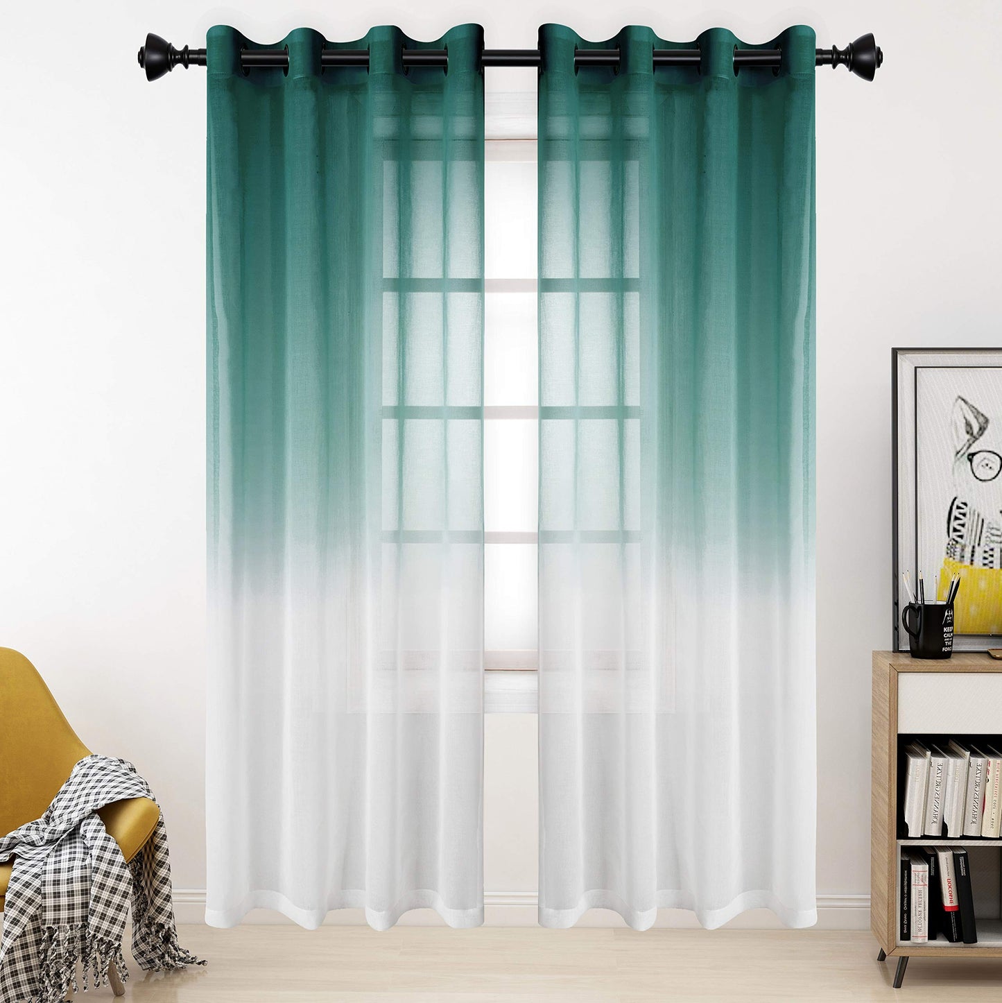 ‎INtex CURTAINS HOUSE Luxury Voile Curtains - Gradient colours - Steel Grommets - 1 Piece