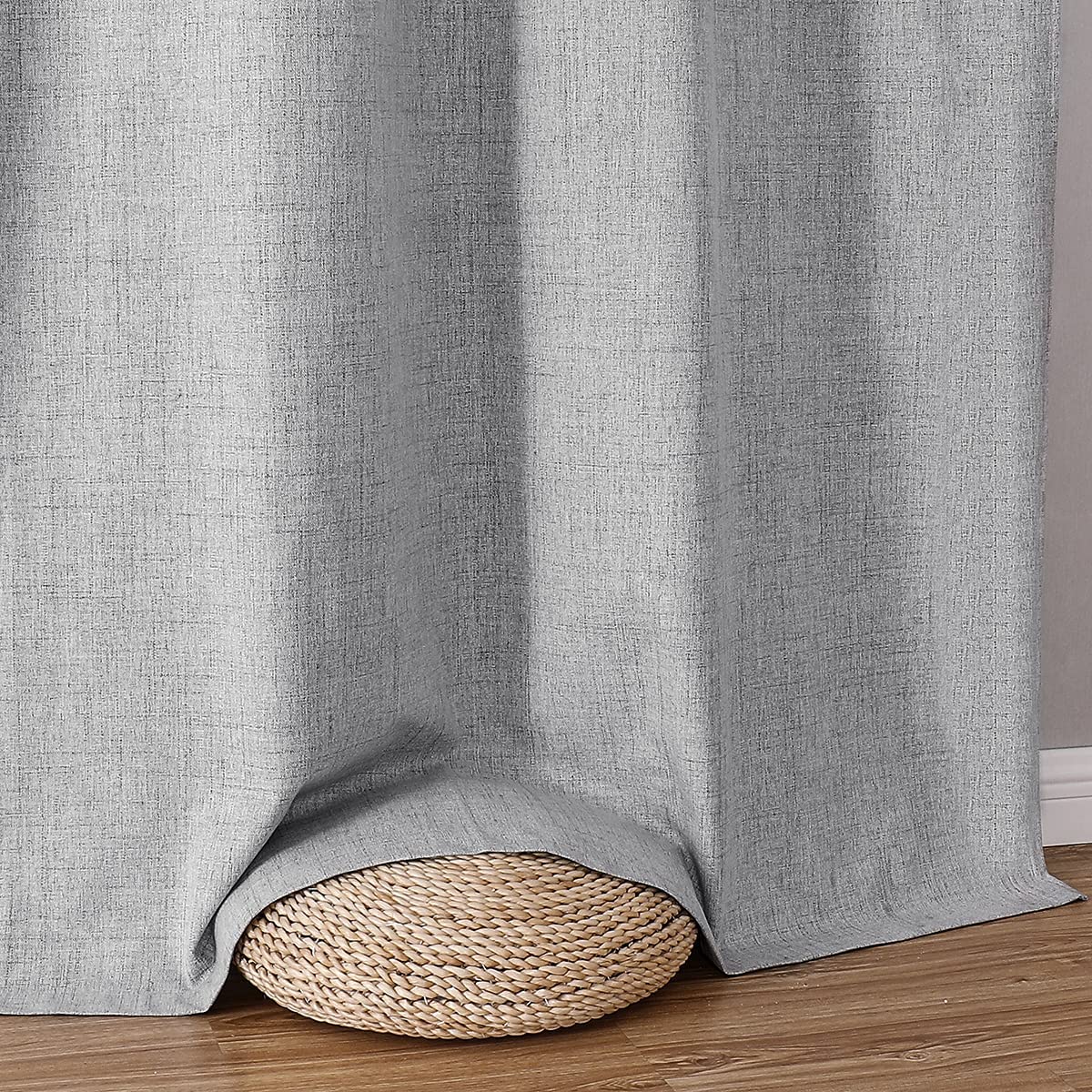 INtex CURTAINS HOUSE Linen Blackout curtains - 100% Blackout - sun zero - Fully Darkness for Room - thermal insulated fabric - silver steel Grommets - 1 Piece