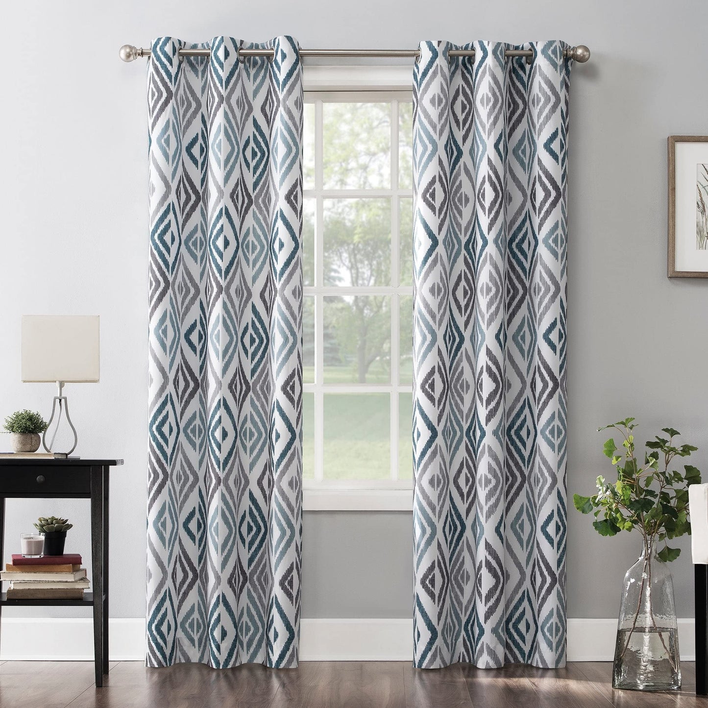 INtex CURTAINS House Linen Velvet Sabia Curtains-Modern MultiColour Sheer Design-Digital Printed -Steel Grommets -1 Piece