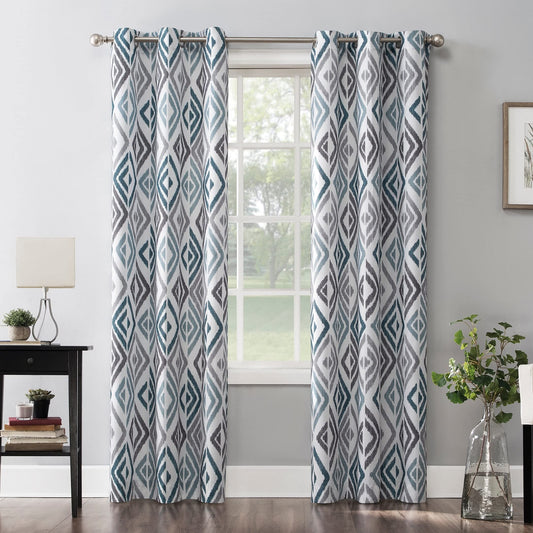 INtex CURTAINS House Linen Velvet Sabia Curtains-Modern MultiColour Sheer Design-Digital Printed -Steel Grommets -1 Piece