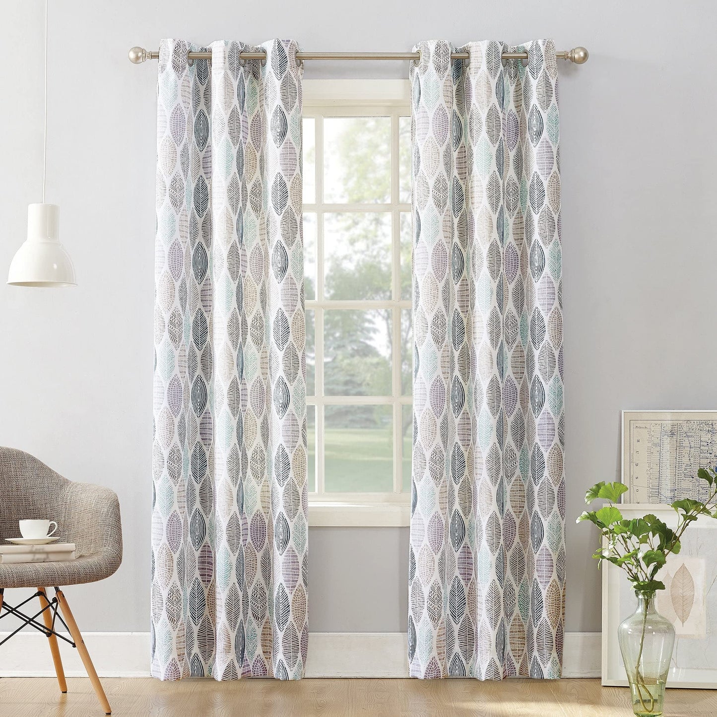 INtex CURTAINS House Linen Velvet Sabia Curtains-Modern Multi Colour Sheer Design-Digital Printed -Steel Grommets -1 Piece